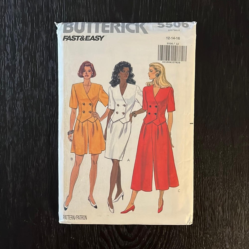 Vintage Top, Skirt and Split Skirt Sewing Pattern: Butterick